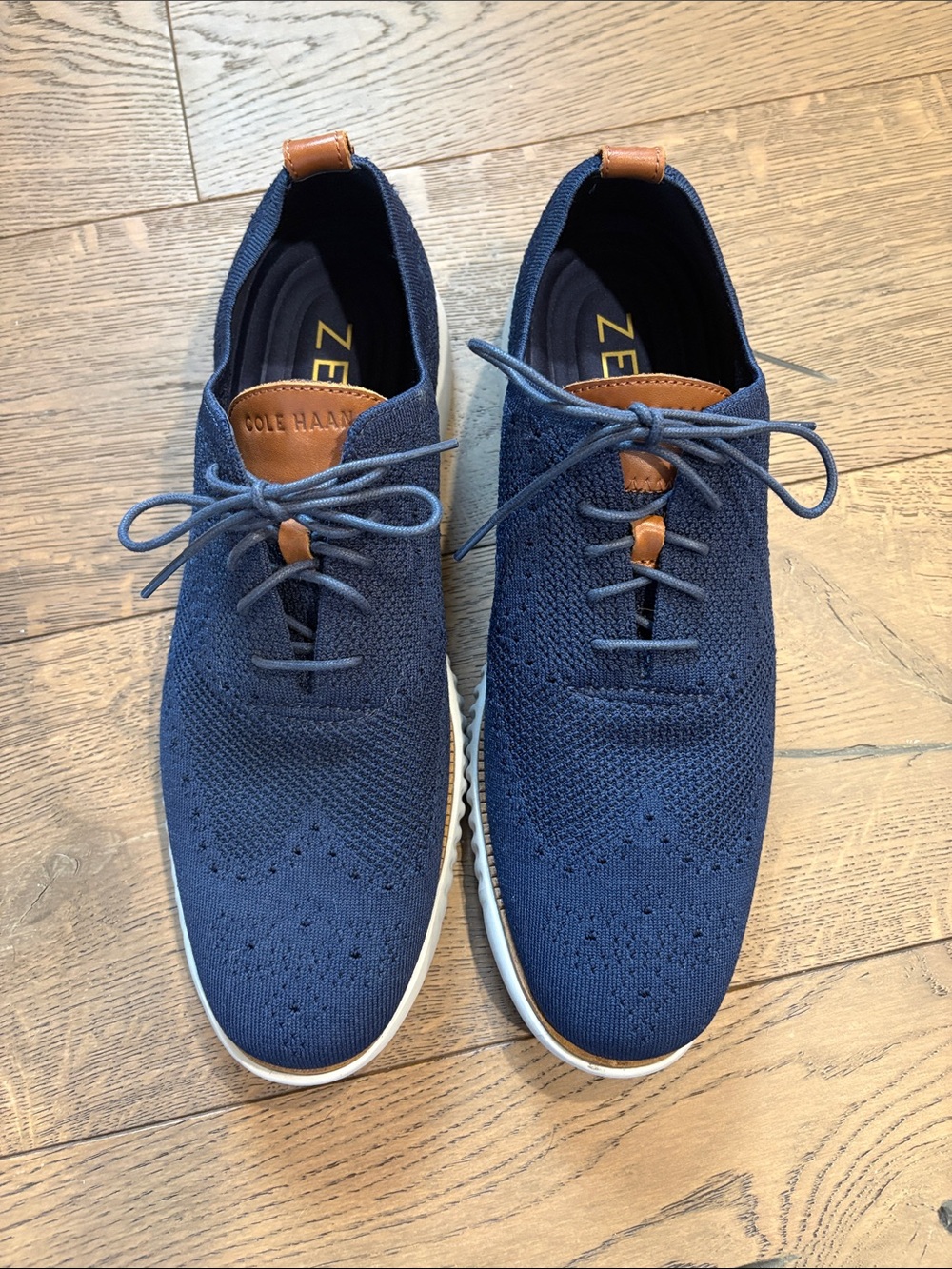 Cole Haan Navy Lace-Up Shoes with Tan Leather Accents